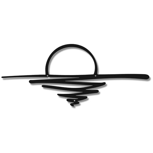 Hanwares Small Sunrise Metal Wall Art Mid Century Boho Decor Sunshine Minimalist Modern Sunset Interior Art Sun Wall Decor for Living Room Kitchen Bedroom, 16.93 x 7.09''(Black)