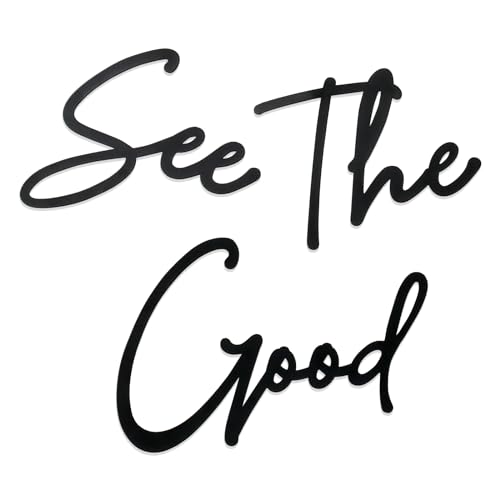 Hanwares See The Good Metal Wall Art - Large Living Room Wall Decor - Black Modern Signs