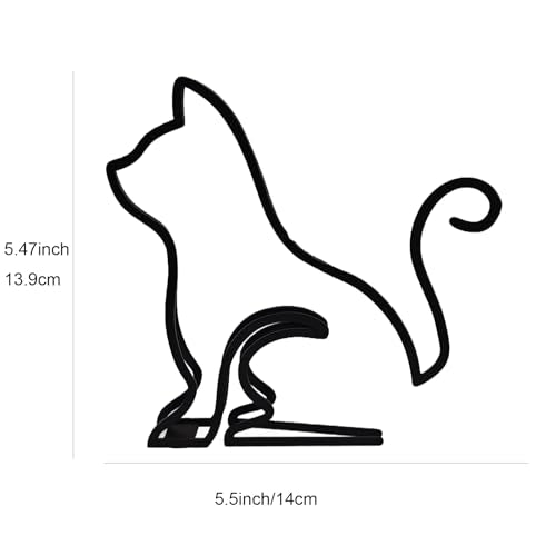 Cat Metal Wall Art - Modern Metal Cat Wall Art Sculpture, Black Minimalist Home Decor, Living Room Wall Decoration…