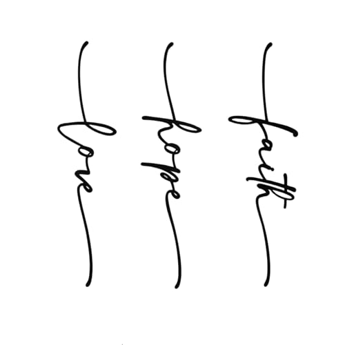 Hanwares Faith Hope Love Metal Wall Decor – 3 Pieces Modern Minimalist Wire Wall Art, Inspirational Metal Letter Sign Decor for Living Room, Bedroom, Bathroom, or Office