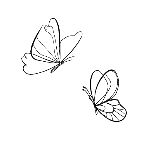 Black Metal Butterfly Wall Art Wall Decor Wall Sculpture Wall Hanging, Steel Metal Line Art, for Living Room Bedroom, 2 Pieces