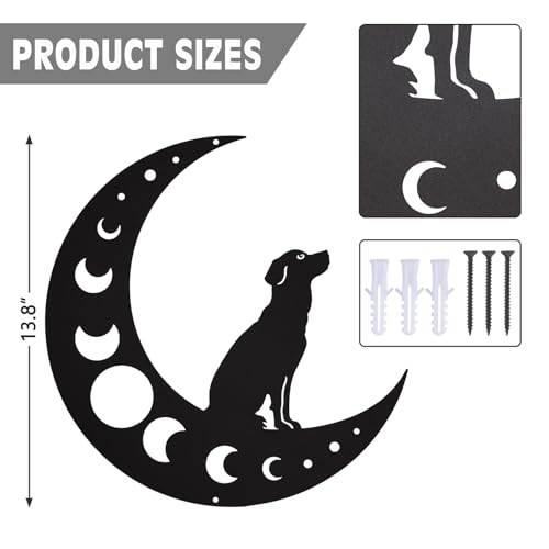 Dog Metal Wall Art - Hanwares Dog Metal Wall Art, Black Moon Wall Decor, Indoor Outdoor Hanging Decoration for Living…