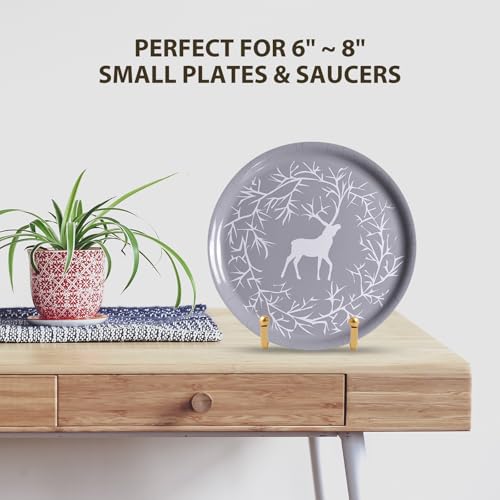 Plate Holder Easel Display Stand - 3 inch Metal Plate Stands for Display - Tabletop Picture Stand - Gold Iron Easels for Display Pictures | Photo Frames | Book | Decorative Plates | Plaque - 1 Pack