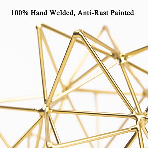 Metal Geometric Table Top Decor, 3D Metal Geometric Sculpture, Gold Abstract Sculpture for Home Decor, Table Art Decorations for Home, Living Room, Office, Bedroom