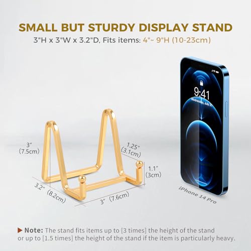 Plate Holder Easel Display Stand - 3 inch Metal Plate Stands for Display - Tabletop Picture Stand - Gold Iron Easels for Display Pictures | Photo Frames | Book | Decorative Plates | Plaque - 1 Pack