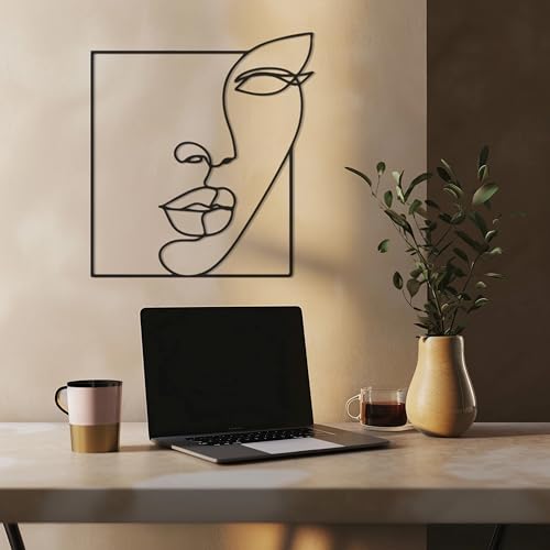 Abstract Face Metal Wall Art - Hanwares Abstract Face Decor Metal Wall Art - Easy to Install Hanging Outline Face Art,…
