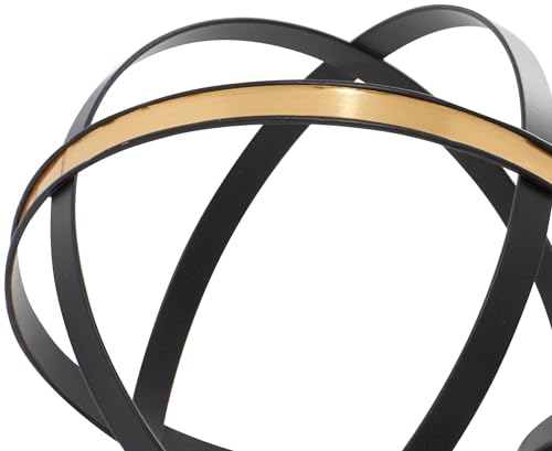 Hanwares Metal Geometric Decorative Sculpture Home Decor Statues with Gold Accents, Set of 3 Accent Figurines 6", 5", 4"H, Black