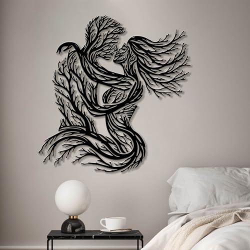 Metal Tree Wall Art - Hanwares Metal Tree Wall Art, Couple Tree Metal Wall Decor, Abstract Tree Couple Line Art Wall…