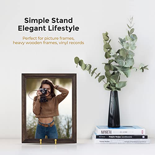 Hanwares Plate Stands for Display - 6 Inch Plate Holder Display Stand + Metal Frame Holder Stand for Picture, Decorative Plate, Photo Easel, Tabletop Art (Gold 2 Pack)