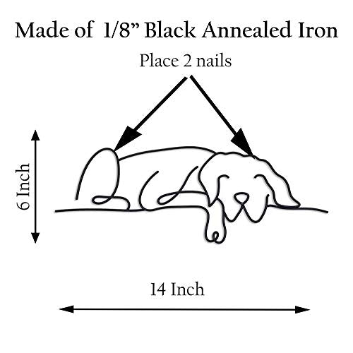 Dog Metal Wall Art - Hanwares Metal Dog Wall Decor | Minimalist Room & Living Room Wall Decor (Sleeping Labrador)