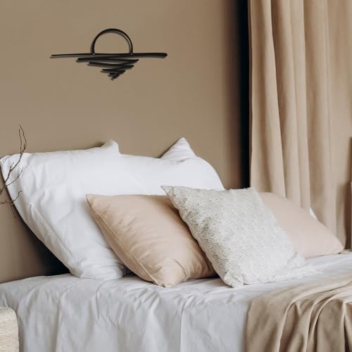 Hanwares Small Sunrise Metal Wall Art Mid Century Boho Decor Sunshine Minimalist Modern Sunset Interior Art Sun Wall Decor for Living Room Kitchen Bedroom, 16.93 x 7.09''(Black)