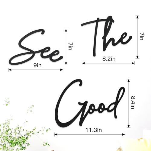 Hanwares See The Good Metal Wall Art - Large Living Room Wall Decor - Black Modern Signs