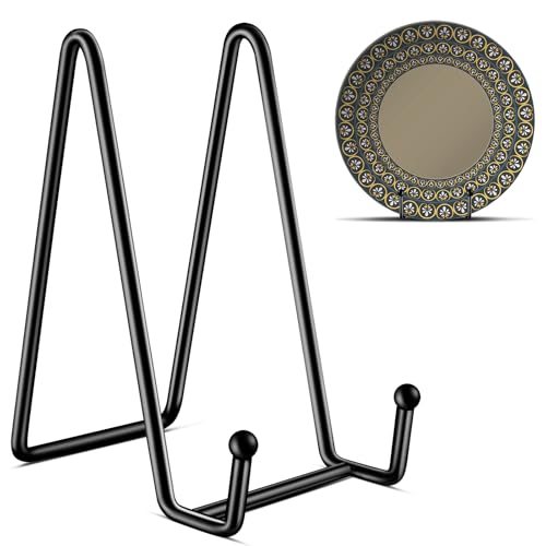 3 Pack 6 Inch Plate Stands for Display, Plate Holder Display Stand, Picture Frame Stand Black Metal Frame Holder Stands for Book,Small Easel,Decorative Plate,Photo and Platter,Tabletop Art