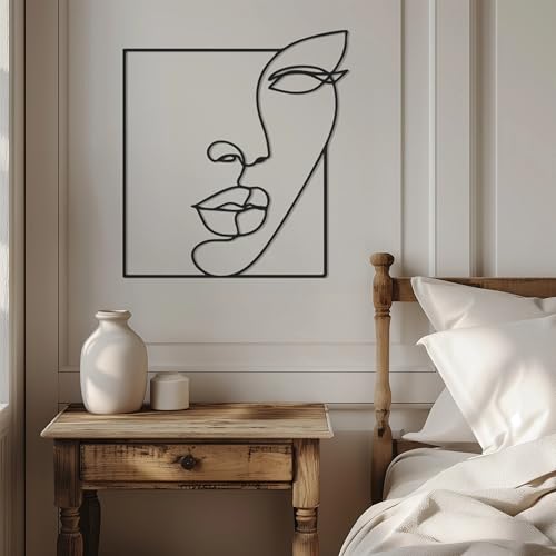 Abstract Face Metal Wall Art - Hanwares Abstract Face Decor Metal Wall Art - Easy to Install Hanging Outline Face Art,…