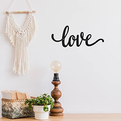Metal Wall Decor Rustic Letter Signs Black Wall Art Hanging Word Cutout Decoration for Home (Love Style)