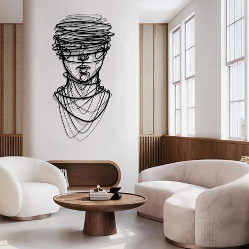 Abstract Face Metal Wall Art - Hanwares Abstract Face Metal Wall Art, Metal Abstract Line Wall Decor, Minimalist Line…