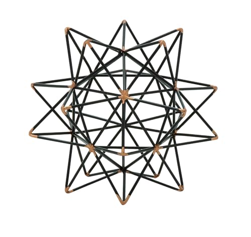 Metal Geometric Decorative Sculpture Home Decor Statue with Gold Accents, Accent Figurine 7" x 7" x 7", Black