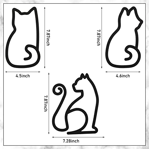Cat Metal Wall Art - 3 Pieces Black Cat Metal Wall Art Wire Wall Sign Cat Sign Decor for Kitchen Restaurant Shop…