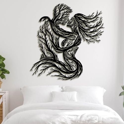 Metal Tree Wall Art - Hanwares Metal Tree Wall Art, Couple Tree Metal Wall Decor, Abstract Tree Couple Line Art Wall…