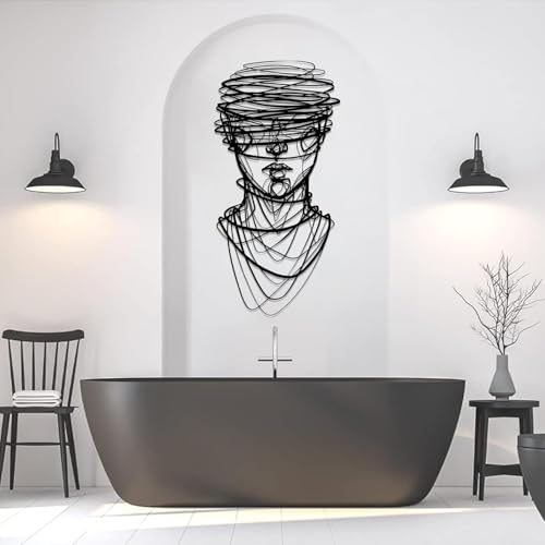 Abstract Face Metal Wall Art - Hanwares Abstract Face Metal Wall Art, Metal Abstract Line Wall Decor, Minimalist Line…