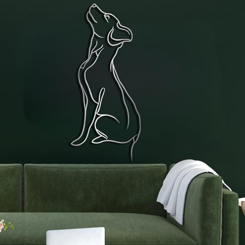 Dog Metal Wall Art - Hanwares Metal Dog Wall Decoration, Dog Art Wall Decor, Metal Animal Wall Art for Living Room,…