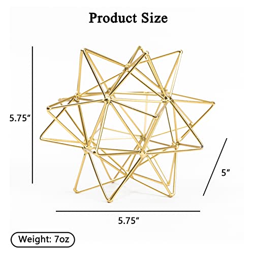 Metal Geometric Table Top Decor, 3D Metal Geometric Sculpture, Gold Abstract Sculpture for Home Decor, Table Art Decorations for Home, Living Room, Office, Bedroom