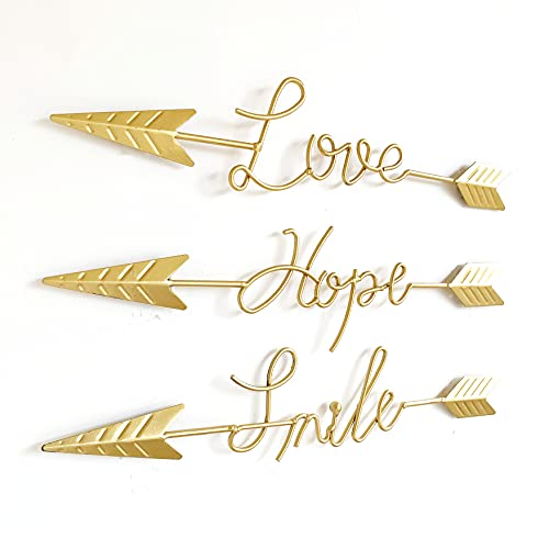 Wire Art Wall Decor 3D Word Art Home Accent Decor Metal Wall Word Sculpture Word Sign for Living Room, Dining room, Bedroom, Farmhouse (Gold)