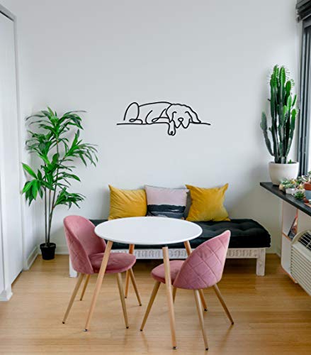 Dog Metal Wall Art - Hanwares Metal Dog Wall Decor | Minimalist Room & Living Room Wall Decor (Sleeping Labrador)