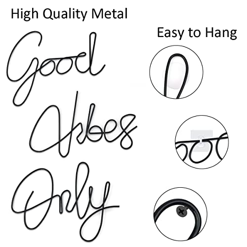 Good Vibes Only Wall Decor Signs Metal Letters Wall Decor Inspirational Wall Decals for Room Office Home Wall, 9x6 Inches