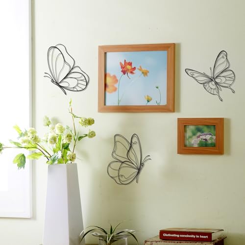Hanwares Black Metal Butterfly Wall Decor Set, 3 Pcs Elegant Butterfly Wall Art, Stylish Black Metal Wall Art for Home Decor, Ideal Small Wall Decor for Living Room Bedroom Aesthetics (Elegant)