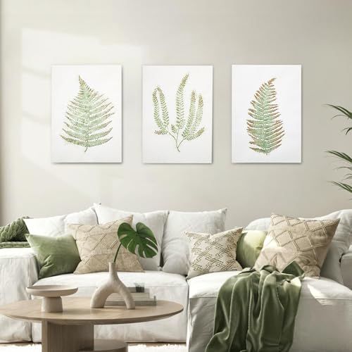 Botanical Metal Wall Art - Hanwares Metal Fern Wall Art Set of 3: Modern Botanical Nature Painting for Living Room,…