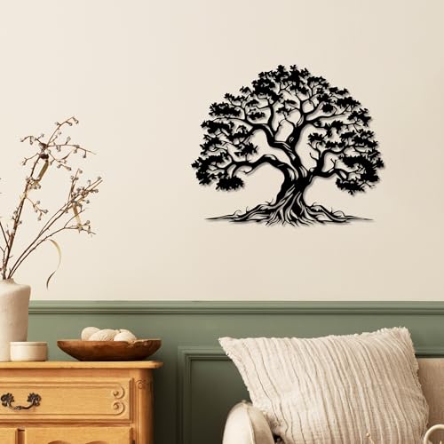 Metal Tree Wall Art - Hanwares Tree of Life Wall Art,Metal Tree Wall Decor in Matte Black,Nature-Inspired Tree of Life…