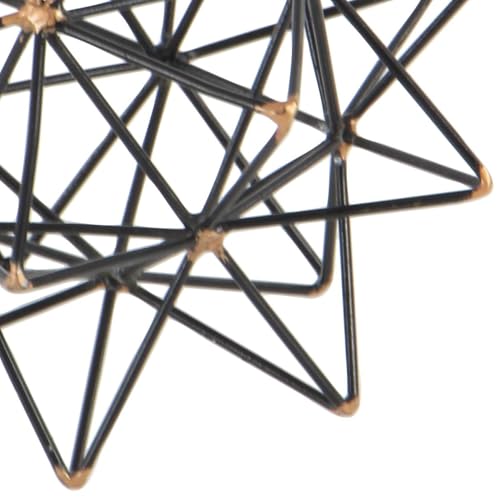 Metal Geometric Decorative Sculpture Home Decor Statue with Gold Accents, Accent Figurine 7" x 7" x 7", Black