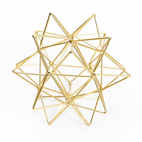 Metal Geometric Table Top Decor, 3D Metal Geometric Sculpture, Gold Abstract Sculpture for Home Decor, Table Art Decorations for Home, Living Room, Office, Bedroom