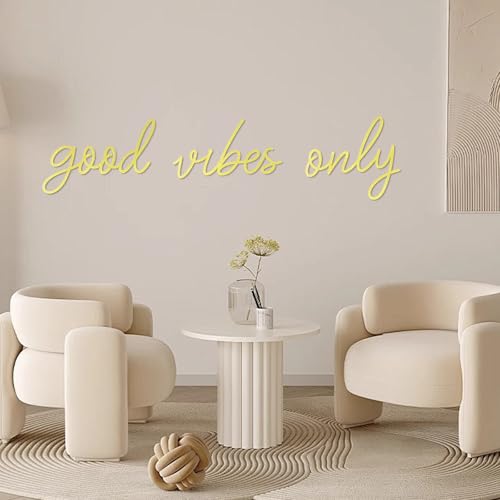 Hanwares Gold Letter Wall Decor Good Vibes Only Gold Office Decor Boho Home Decoration Metal Inspirational Wall Decoration Wire Art Decor for Office Wall Bedroom Home (Elegant)