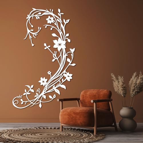 Botanical Metal Wall Art - Hanwares Flowering Vine Metal Wall Art, Minimalist Botanical Metal Wall Decor Wall Hanging…