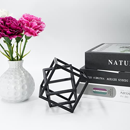 Hanwares Small Geometric Sculpture, Metal Cube Decorative Ornaments Modern Home Decor Accent