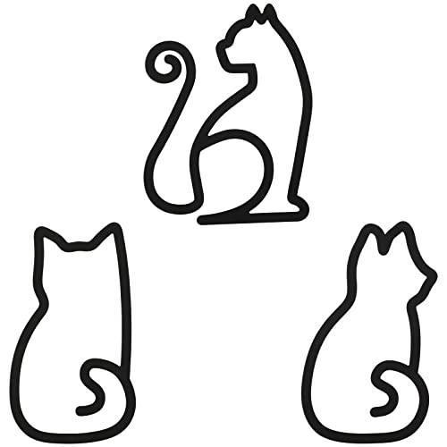 Cat Metal Wall Art - 3 Pieces Black Cat Metal Wall Art Wire Wall Sign Cat Sign Decor for Kitchen Restaurant Shop…