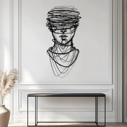 Abstract Face Metal Wall Art - Hanwares Abstract Face Metal Wall Art, Metal Abstract Line Wall Decor, Minimalist Line…