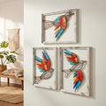 Boho Metal Wall Art - Hanwares Boho Metal Wall Art Birds,Wall Decor Colorful Bird 3 Pieces, Rustic Bird Wall…