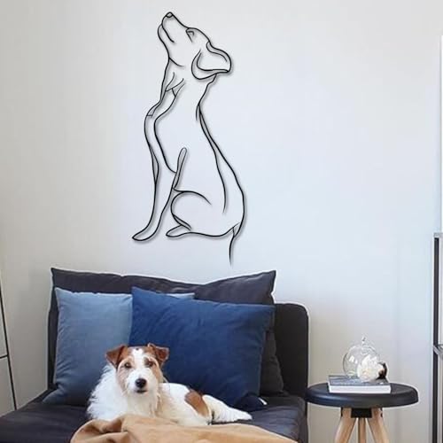 Dog Metal Wall Art - Hanwares Metal Dog Wall Decoration, Dog Art Wall Decor, Metal Animal Wall Art for Living Room,…