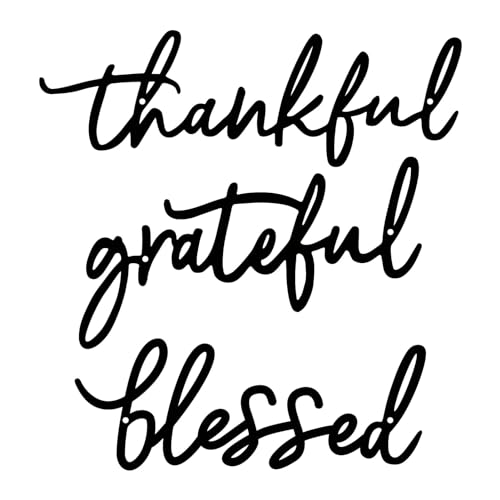 Thankful Grateful Blessed Letter Sign Metal Wall Decor, 3 Piece Black Letters Wall Art for Bathroom Bedroom Metal Words Wall Decor for Home Decor