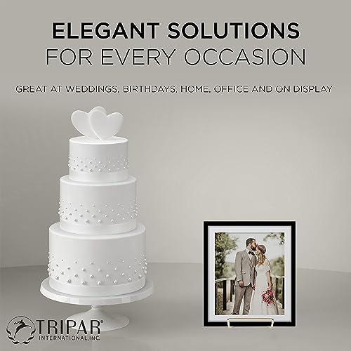 Square Metal Wire Stand, Brass Finish (4-Inch Depth) - Tabletop Easel Display - Handcrafted Edge Design For Sleek & Modern Look - Perfect for Books, Plates, Photos & More