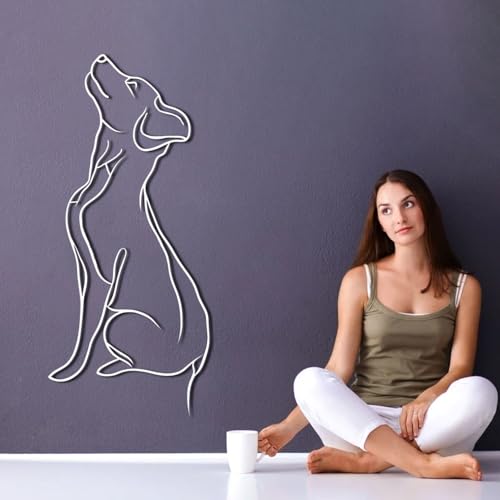 Dog Metal Wall Art - Hanwares Metal Dog Wall Decoration, Dog Art Wall Decor, Metal Animal Wall Art for Living Room,…