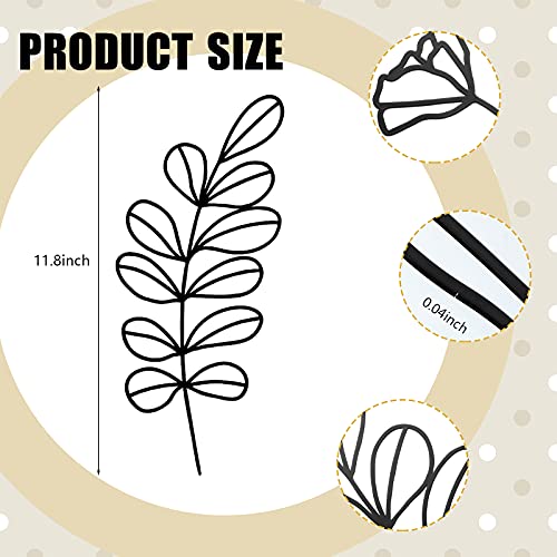 Hanwares 6 Pieces Metal Wall Art Minimalist Line Decor Flower Black Botanical Leaf Metal Art Modern Natural Floral Line Wall Decorations for Bedroom Living Room Bathroom Kitchen Outdoor