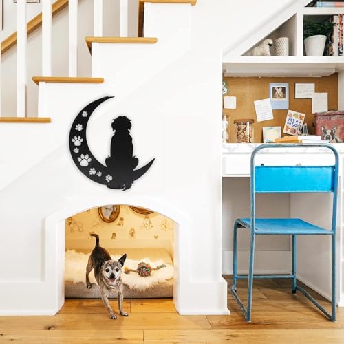 Dog Metal Wall Art - Hanwares Metal Dog Wall Decor- 12" Black Metal Wall Art Decor,Room & Living Room Décor Sculpture…