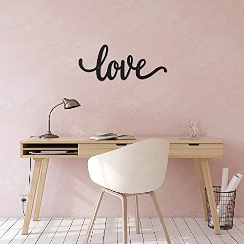 Metal Wall Decor Rustic Letter Signs Black Wall Art Hanging Word Cutout Decoration for Home (Love Style)