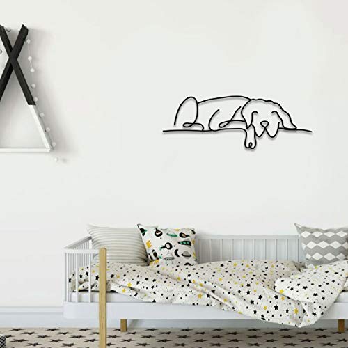 Dog Metal Wall Art - Hanwares Metal Dog Wall Decor | Minimalist Room & Living Room Wall Decor (Sleeping Labrador)