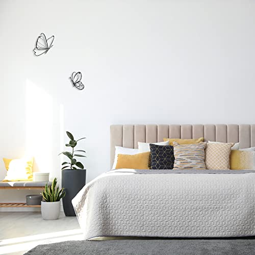 Black Metal Butterfly Wall Art Wall Decor Wall Sculpture Wall Hanging, Steel Metal Line Art, for Living Room Bedroom, 2 Pieces