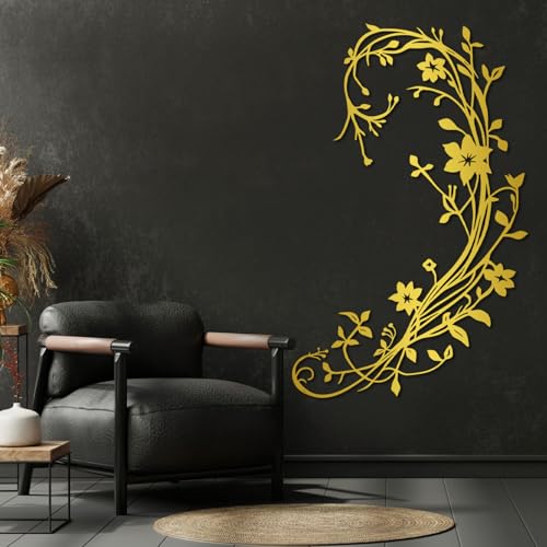 Botanical Metal Wall Art - Hanwares Flowering Vine Metal Wall Art, Minimalist Botanical Metal Wall Decor Wall Hanging…